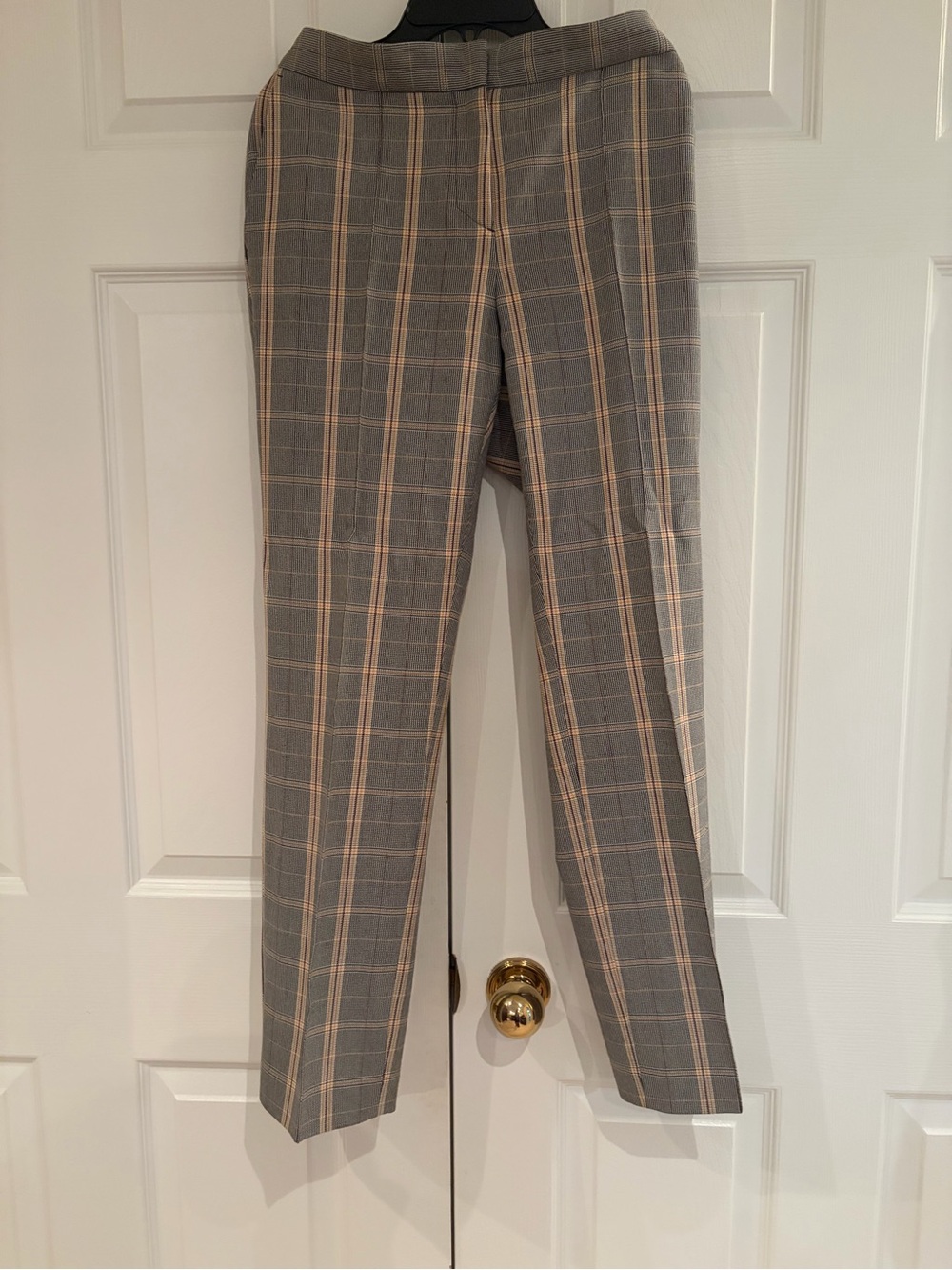 Maje Gray Plaid Cropped Trousers with Beige Windowpane